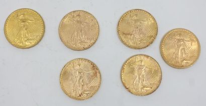 null Six pièces de 20 Dollars U.S. (3 x 1922 ; 2 x 1923 ; 1925).


Frais acheteur...