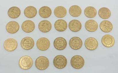 null Vingt-cinq pièces de 20 Francs français en or.


Frais acheteur réduits à 8.5%...
