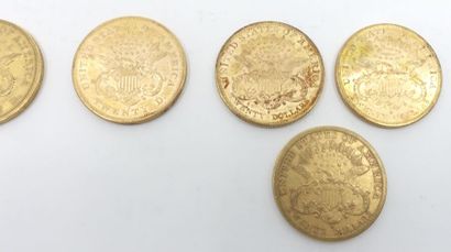 null Six pièces de 20 Dollars U.S (1852 ; 1857 ; 1876 ; 3 x 1878).


Frais acheteur...