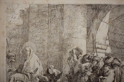 null Giovanni Domenico TIEPOLO (1727-1804).

La Sainte Famille arrivant aux portes...