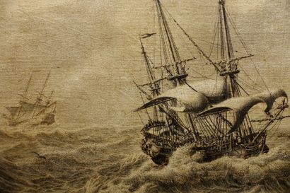 null Adrien Van SALM (vers 1660-1720).

Bateaux sur une mer agitée. Restaurations...