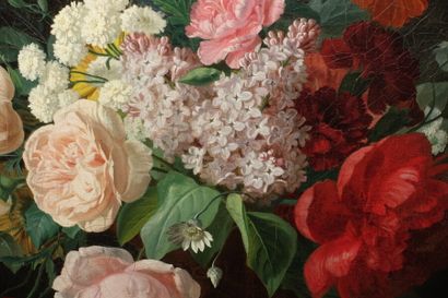 null École LYONNAISE vers 1830.

Bouquet de fleurs dans un vase sur un entablement.

Toile...