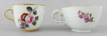 null SÈVRES-MEISSEN.

Three Bouillard cups in soft paste of Sevres, two of them decorated...