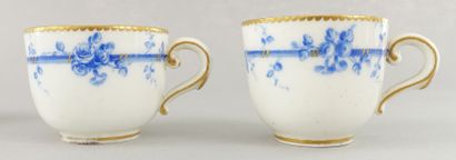 null SÈVRES-MEISSEN.

Three Bouillard cups in soft paste of Sevres, two of them decorated...