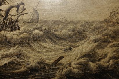 null Adrien Van SALM (circa 1660-1720).

Boats on a rough sea. Restorations in the...