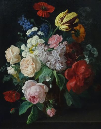 École LYONNAISE vers 1830. 
Bouquet de fleurs...