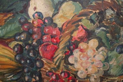  Constantin KOROVINE (1861-1939) 
Nature morte au panier de fruits 
Huile sur toile,...