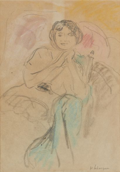 null Henri-Baptiste LEBASQUE (1865-1937).

Femme assise dans un fauteuil.

Fusain...