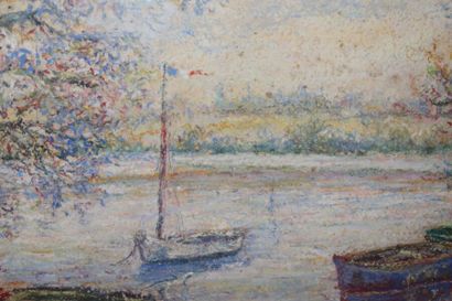 null Hugues-Claude PISSARRO (1830-1903).

Barques au mouillage, près des Andelys

Pastel,...