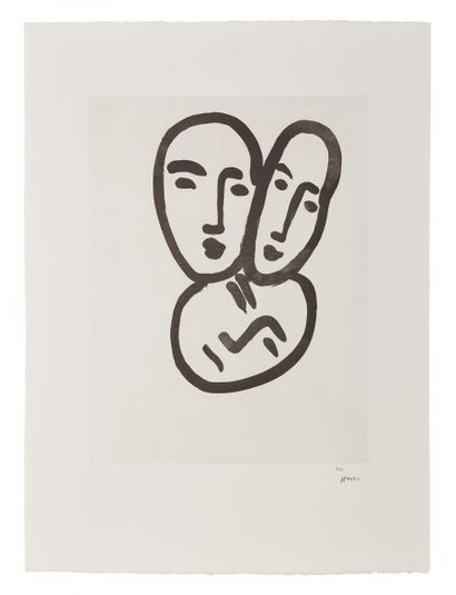 null Henri Matisse (1869-1954).

Three heads; To friendship. (Masks of Apollinaire,...