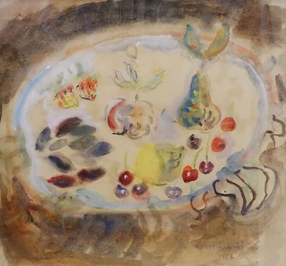 null Constantin TERECHKOVICH (1902-1978).

Plate of fruits, 1953.

Watercolor on...