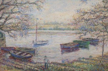 null Hugues-Claude PISSARRO (1830-1903).

Barques au mouillage, près des Andelys

Pastel,...