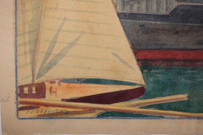 null Tony MINARTZ (1870-1944)

Sailboats and liner in the Old Port of Cannes

Watercolor,...