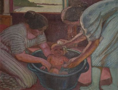 null Maurice DENIS (1870-1943).

Bathing in the evening.

Oil on canvas.

1923.

Signed...