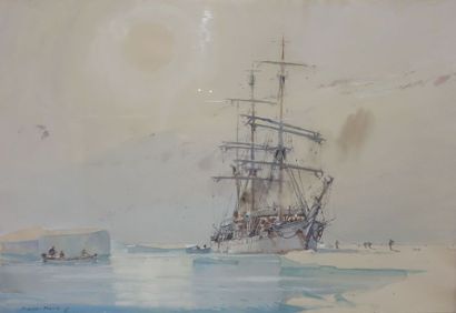 null Marin-Marie (1901-1987).

Le " Pourquoi-pas ? ", mission en Arctique.

Aquarelle...