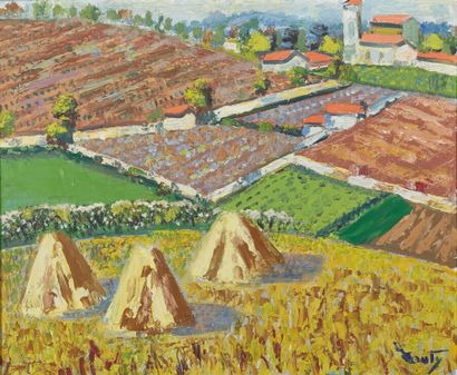 null Jean COUTY (1907-1991).

Les gerbes de blé en Beaujolais.

Huile sur isorel,...