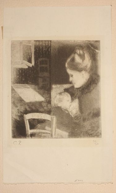 null Camille Pissarro (1830-1903).

Child suckling his mother. 1882. Etching and...
