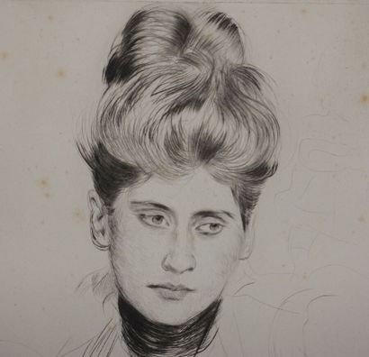 null Paul-César Helleu (1859-1927).

Femme pensive. Vers 1910. Pointe sèche. 305...