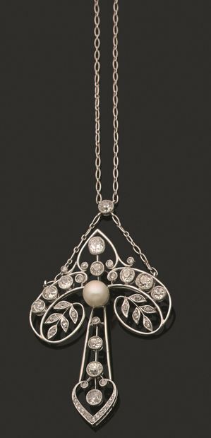 null Articulated necklace in platinum 850 thousandth holding in *pendentif a motif...