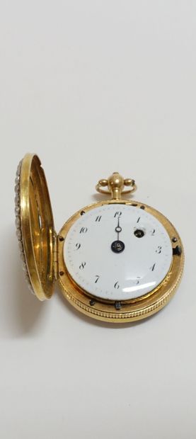 null Watch of lady soap in yellow gold 750 thousandths, enamelled and decorated with...