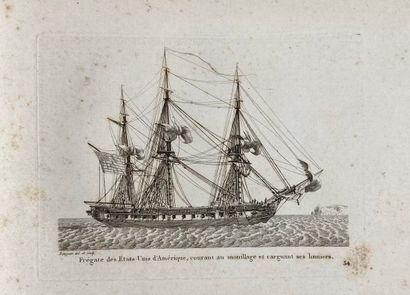 null BAUGEAN Jean-Jérôme. [Étude de navires]. Paris, vers 1817 ; in-4 oblong demi-basane...
