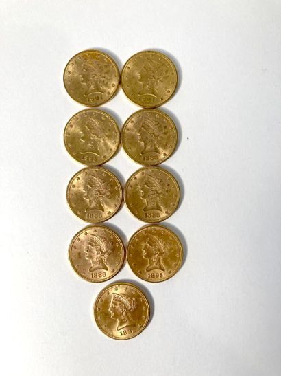 null Réunion de neuf pièces de 10 Dollars : 

- 1882

- 1886

- 1895

- 1901

- 1904



Frais...