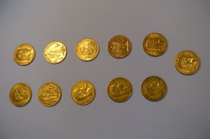 null Réunion de onze pièces de 20 Francs or (Napoléon III, Marianne et Génie) : 

-...