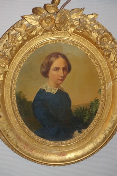 null École française du XIXe siècle. 

Portrait présumé de Marie Denantes.

Toile,...