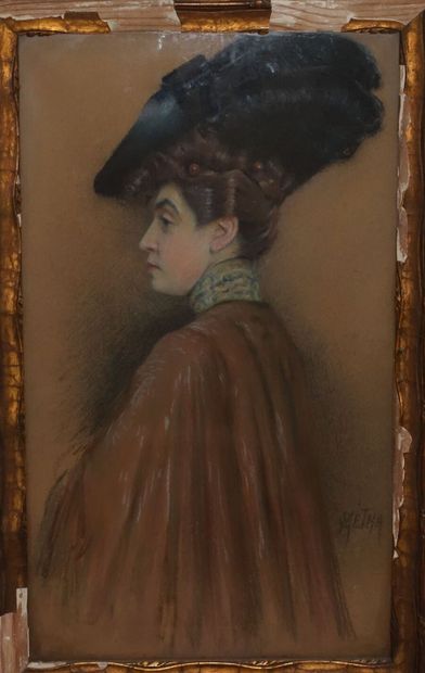 null Camille METRA (XIX-XXe siècle).

Portrait d'une élégante.

Pastel, signé en...