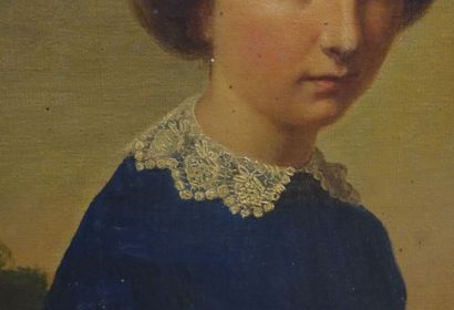 null École française du XIXe siècle. 

Portrait présumé de Marie Denantes.

Toile,...