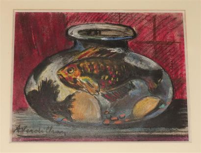 null Attribué à André VERDILHAN (1881-1963).

Nature morte au poisson rouge.

Pastel...