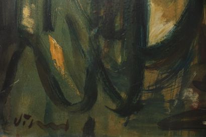  Sylvain VIGNY (1903-1970). 
La Veuve. 
Huile sur papier, signée en bas à gauche....