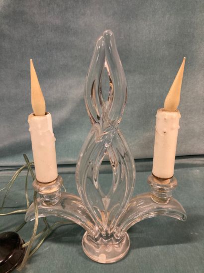 Lampe Bougeoir design en verre, à deux lumières....