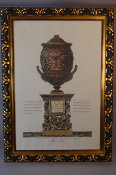 null Vase antique.

Pièce encadrée d'après Piranese.

Haut. : 70,5 cm ; Larg. : 50,5...