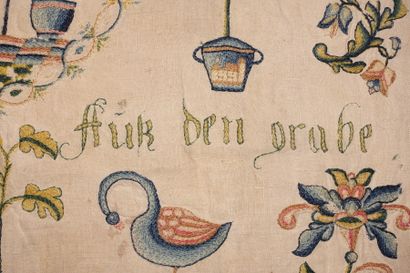 null ALLEMAGNE.

Broderie religieuse, datée 1723.

(Taches.)

Haut. : environ 65...