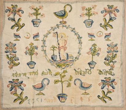 null ALLEMAGNE.

Broderie religieuse, datée 1723.

(Taches.)

Haut. : environ 65...