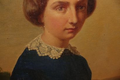 null École française du XIXe siècle. 

Portrait présumé de Marie Denantes.

Toile,...