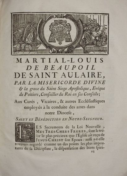 null Rituel du Diocèse de Poitiers.

Un volume relié.

Chez Jean-Félix Faulcon, 1766.

(Reliure...