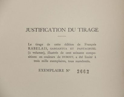 null RABELAIS François. Gargantua and Pantagruel. Paris, Librairie d'Amateurs, [1947];...