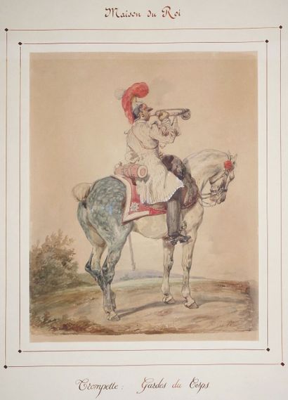 null Eugène-Louis LAMI (1800-1890)

Maison du Roi, Trompette : Gardes du Corps

Aquarelle,...