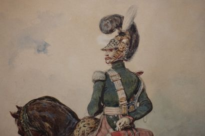 null Eugène-Louis LAMI (1800-1890)

Royal Guard, Dragon squadron leader

Circa, 1820

Watercolour,...
