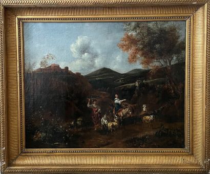 null Johannes Van DER BENT (1650-c. 1690)

The return of the herd

Canvas

Signed...