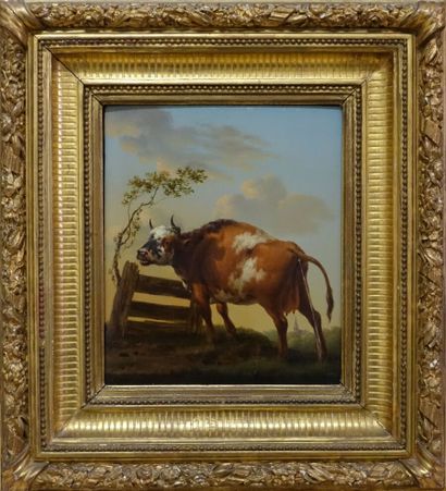 null Dutch school of the 19th century, follower of Paulus POTTER

Cow at the Gate

Panel

(Old...