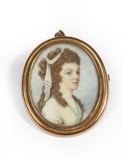null Late 18th or early 19th century school 

Portrait of a woman in bust

Oval miniature...