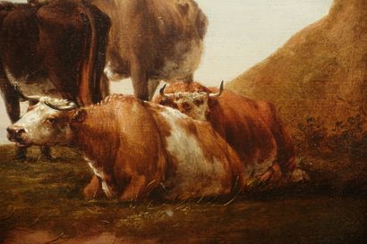 null École hollandaise du XIXe siècle, suiveur d'Albert CUYP

Vaches au repos près...