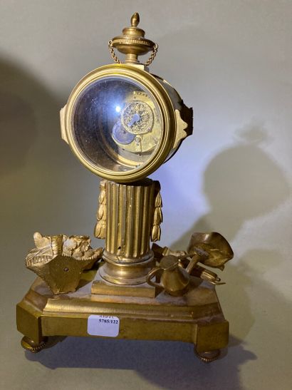 null Pendule en bronze doré, le cadran reposant sur un fût de colonne.

XIXe siècle.

Haut....