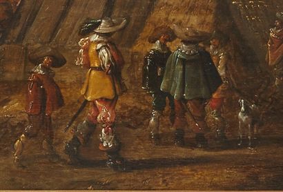 null Joost Cornelisz DROCHSLOOT (1630-1673)

Campement militaire

Panneau de chene,...
