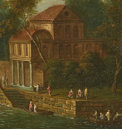 null École flamande vers 1700, suiveur de GREVENBROECK 

Paysage fluvial animé

Zinc

Haut....
