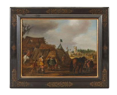 null Joost Cornelisz DROCHSLOOT (1630-1673)

Campement militaire

Panneau de chene,...