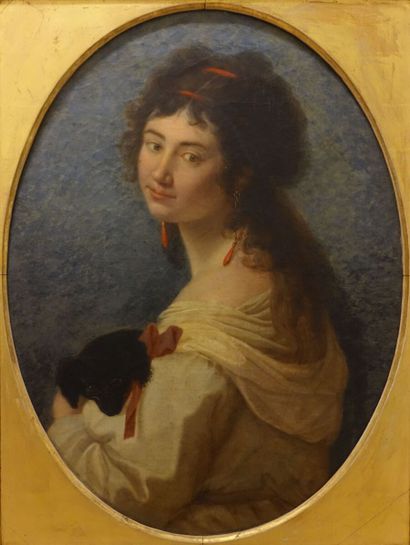 null École turinoise vers 1800

Portrait de femme au petit chien

Toile ovale

(Restaurations.)

Haut....